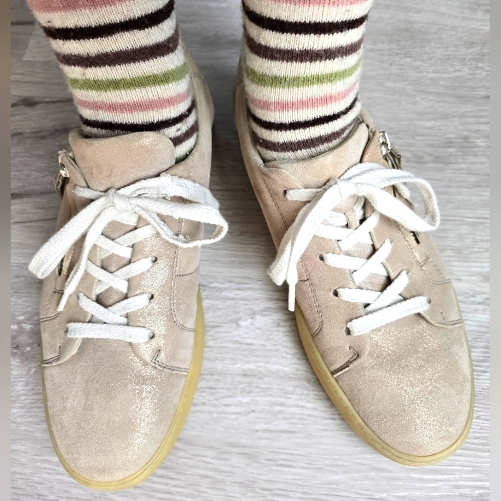 Paul Green | Carla metallic tan leather low-top sneakers | WMS 8